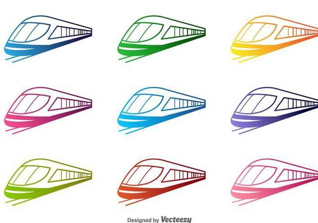 Colorful Train Vector Silhouettes - бесплатный vector #417265