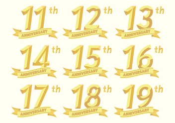 11th to 19th anniversary badges - vector gratuit #418065 