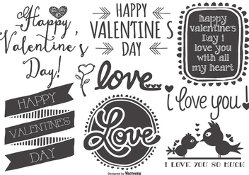 Cute Sketchy hand Drawn Valentine's Day Labels - Free vector #418605