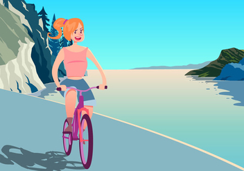Una Chica De Montar Una Bicicleta - vector gratuit #418735 