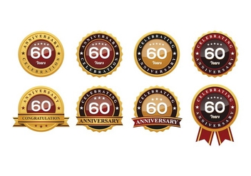 60TH Anniversary Badges Vectors - бесплатный vector #419095