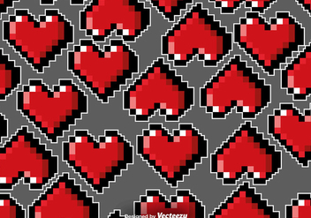 Vector Pixelated Hearts Seamless Pattern - Free vector #419295