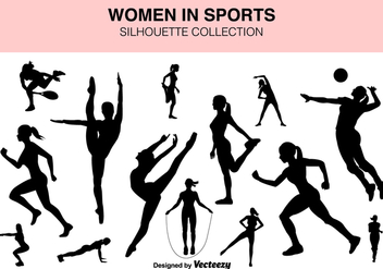 Vector Set Of Sport Women Silhouettes - Free vector #419905