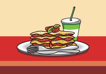 Illustration Of Lasagna On The Plate - vector gratuit #420085 