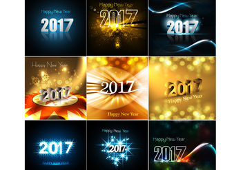 Set Of Happy New Year 2017 Cards - vector #420365 gratis