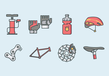 Bicycle Parts And Accessories Icon Pack - vector #421975 gratis