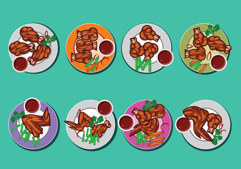 Buffalo Wings Vector Collection on Top View - vector gratuit #422015 