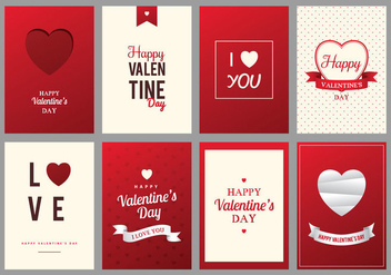 Red and Cream Happy Valentine's Day Card - vector gratuit #422255 