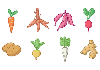 Handdrawn Root and Tuber Crops Icon Set - vector gratuit #422515 