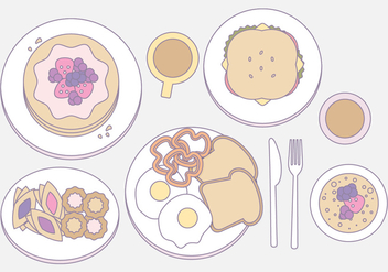 Vector Outlined Illustration of Breakfast Essentials - vector gratuit #423095 