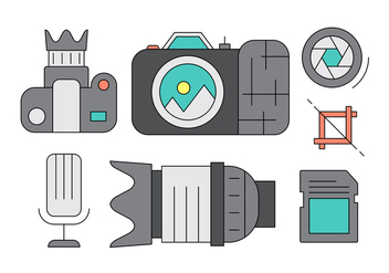 Colorful Photography Icons and Elements in Vector - Free vector #423985