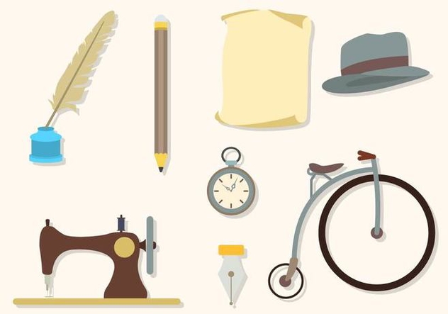 Flat Vintage Stuff Collections - Free vector #424315