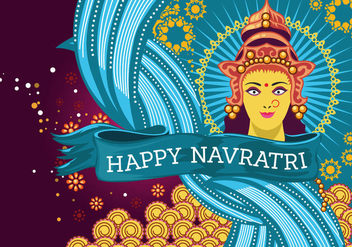 Beautiful Greeting Card with Durga for Navratri Vector - бесплатный vector #424595