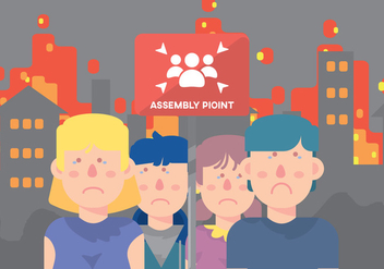 Sad Children On Assembly Point - vector gratuit #424725 