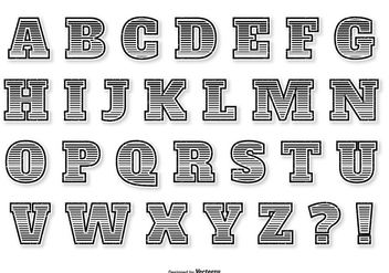 Retro Style Lined Alphabet - vector gratuit #425405 