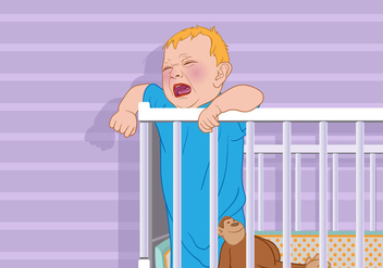 Crying Baby in a Crib Vector - Free vector #425795