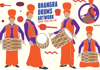 Punjabi Drumers Figures - Free vector #425875