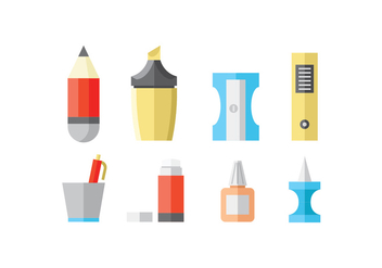 Flat Stationery and Office Supply Icons - бесплатный vector #426485