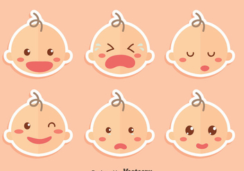 Cute Baby Face With Different Expression Vectors - vector #426565 gratis