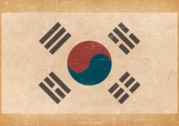 South Korean Flag on Grunge Background - Free vector #428175