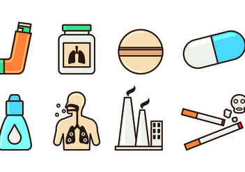 Set Of Asthma Icons - vector gratuit #428365 
