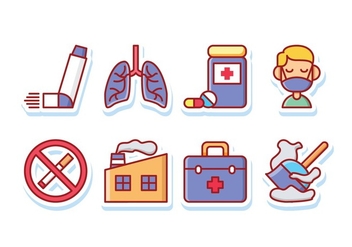 Asthma Symptoms Sticker Icon Pack - Free vector #428375