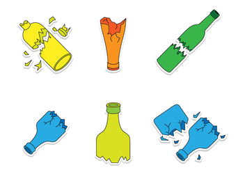 Broken Bottle Cartoon Vectors - бесплатный vector #429055