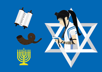 Jewish Worshipper with Tefillin Free Vector - vector gratuit #429145 