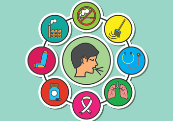 Medical Asthma Vector Icons - Free vector #429165