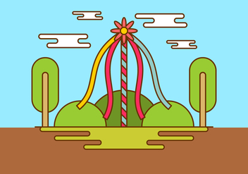Maypole In Spring Time Vector Background - Free vector #429225
