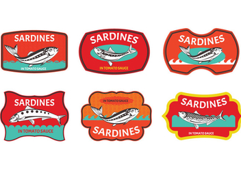 Set of Sardines label - бесплатный vector #429505
