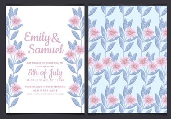 Vector Wedding Invitation with Hand Drawn Flowers - Kostenloses vector #429915
