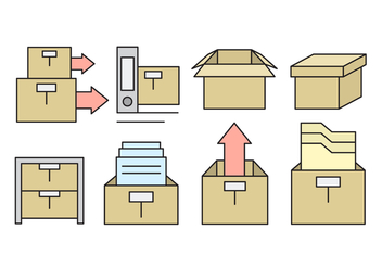 Linear Office Storage Box Icons - vector #430255 gratis