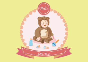 Crying Baby in Bear Costume Vector - Kostenloses vector #430275