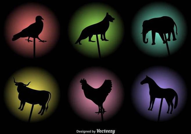 Vector Shadow Puppets Animals Silhouettes Set - vector #430745 gratis