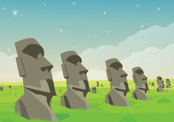 Easter Island Statue Lanscape Illustration Vector - vector gratuit #431245 