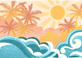 Tropical Beach In Flat Style - Free vector #431485