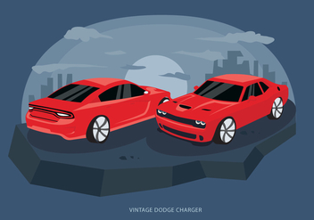 Red Classic Dodge Charger Car Vector Illustration - Free vector #431535