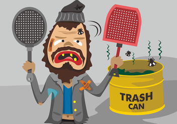 Grungy Guy with Fly Swatter Vector Design - бесплатный vector #431625