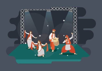 Free Man And Women Performance Bhangra Dance In Stage Illustration - Free vector #432035