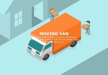 Orange Moving Van Illustration - vector gratuit #432125 
