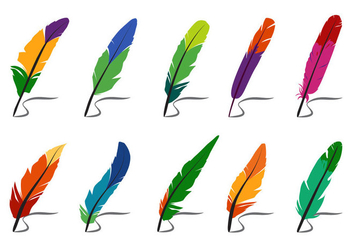 Colorful Feathers and Pluma Vectors - vector gratuit #432205 