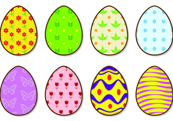 Icons Of Bright Easter Eggs Vectors - Free vector #432295