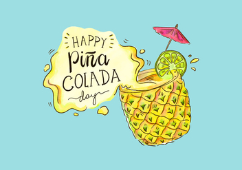 Cute Piña Colada Day Vector Background - vector gratuit #432645 
