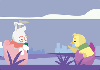 Hipster Bunny And Chick Vector - бесплатный vector #433155