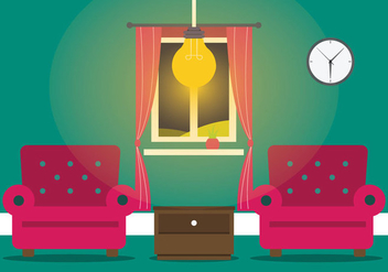 Warm Living Room With Modern Lamp Vector - vector #433305 gratis