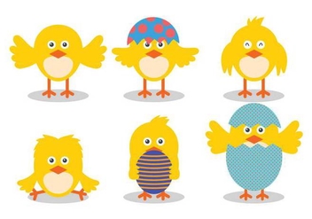 Easter Chick Cute Vector Illustration Set - Free vector #433475
