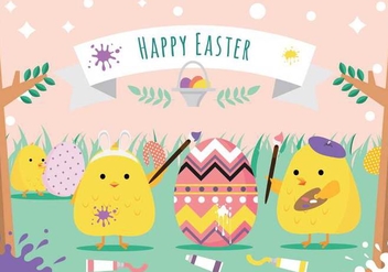 Painting Easter Eggs Vector - Kostenloses vector #433605