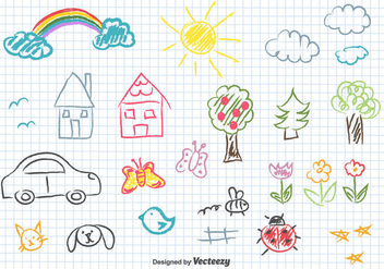 Children Drawing Vector - vector gratuit #433675 