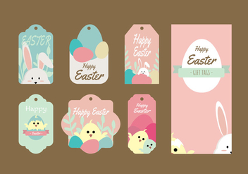 Cute Easter Gift Tag Vector Collection - vector gratuit #433845 